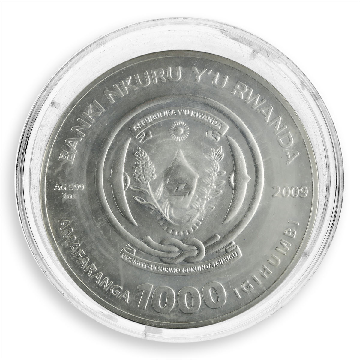 Rwanda 1000 francs Zodiac Gemini Twins silver gilded coin 2009