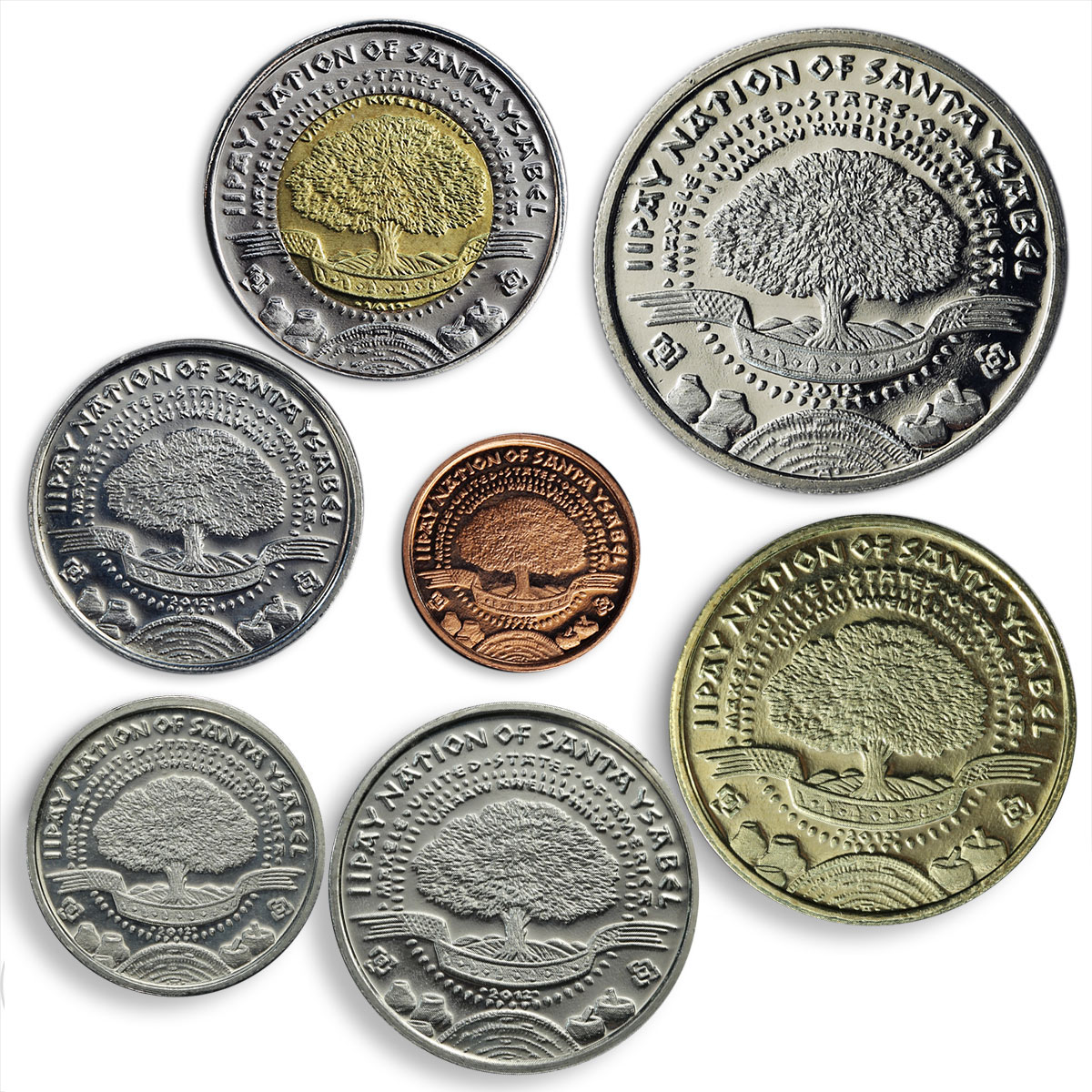 Santa Ysabel set of seven coins in 2012