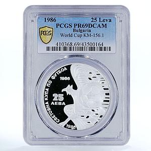 Bulgaria 25 leva Football World Cup in Mexico PR69 PCGS proof silver coin 1990