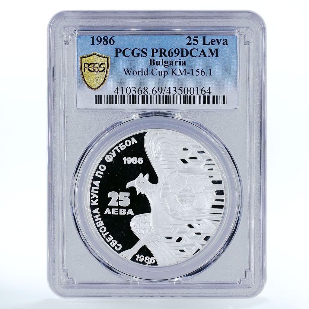 Bulgaria 25 leva Football World Cup in Mexico PR69 PCGS proof silver coin 1990