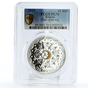 Belarus 20 rubles Chinese Calendar Year of the Rat PL70 PCGS silver coin 2019