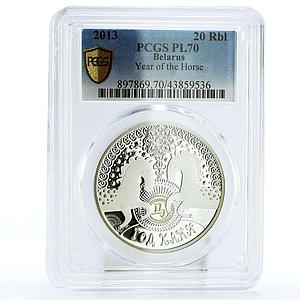 Belarus 20 rubles Year of the Horse PL70 PCGS silver coin 2013