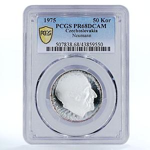 Czechoslovakia 50 korun Centennial Birth S.K. Neumann PR68 PCGS silver coin 1975