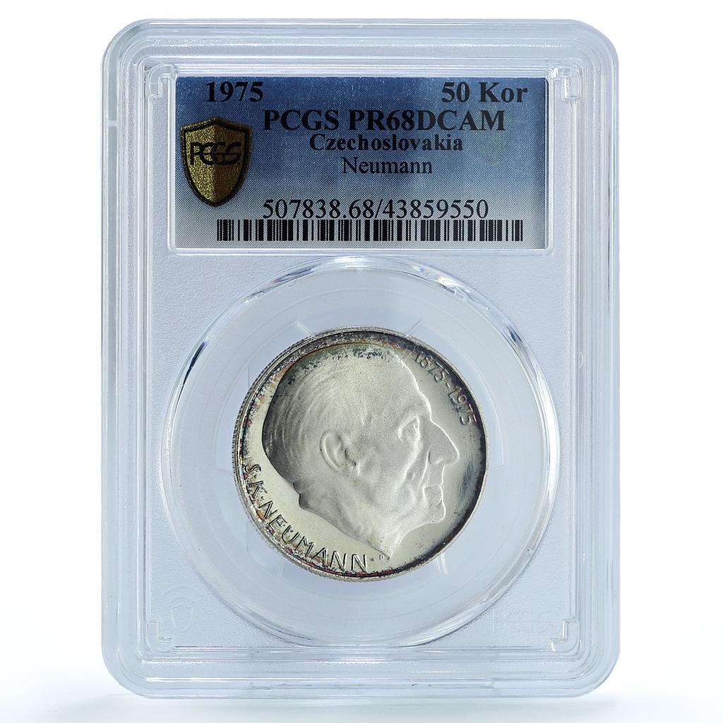Czechoslovakia 50 korun Centennial Birth S.K. Neumann PR68 PCGS silver coin 1975