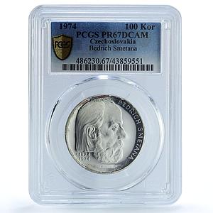 Czechoslovakia 100 korun Composer Bedrich Smetana PR67 PCGS silver coin 1974
