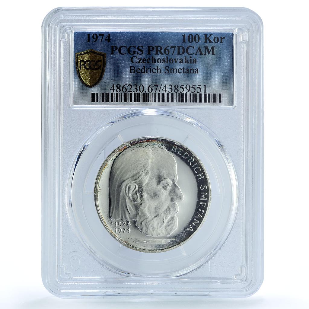 Czechoslovakia 100 korun Composer Bedrich Smetana PR67 PCGS silver coin 1974 Czechoslovakia 100 korun Composer Bedrich Smetana PR67 PCGS silver coin 1974