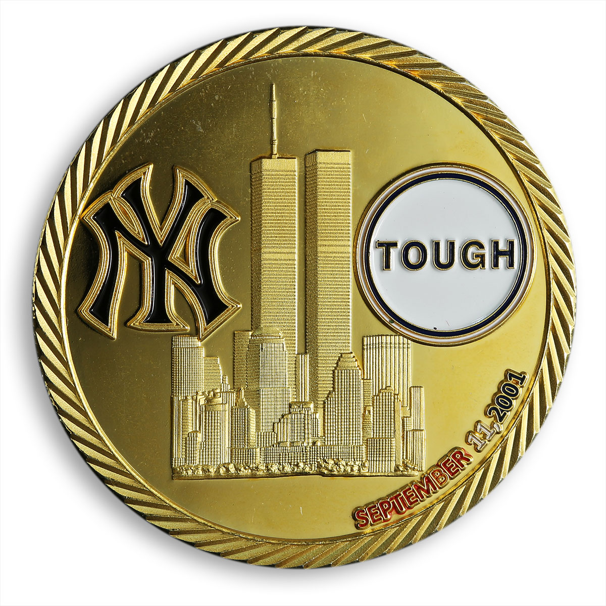 September 11, 2001,Tough Strong, April 15,2013, gold plated souvenir token 40 mm