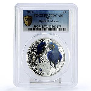 Niue 1 $ Endangered Species Hyacinth Macaw Parrot PR69 PCGS silver coin 2014