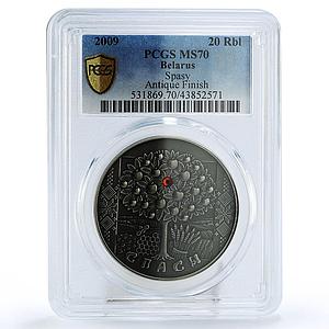 Belarus 20 rubles Festivals Rites Series Apple Spasy MS70 PCGS silver coin 2009