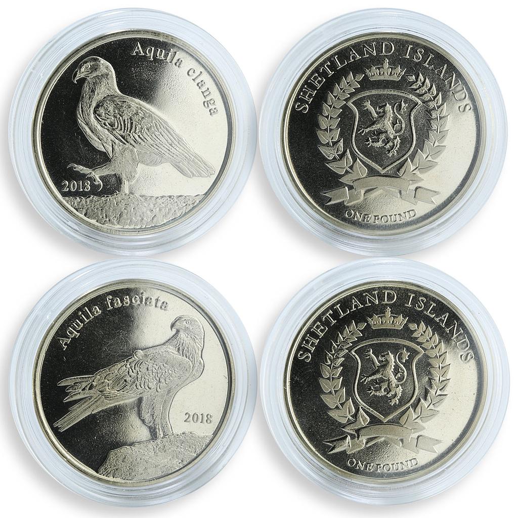 Shetland Islands 1 pound set of 2 coins aquila fasciata aquila clanga 2018