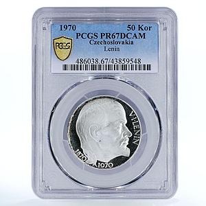 Czechoslovakia 50 korun Revolutionary Vladimir Lenin PR67 PCGS silver coin 1970 