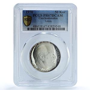 Czechoslovakia 50 korun Revolutionary Vladimir Lenin PR67 PCGS silver coin 1970 