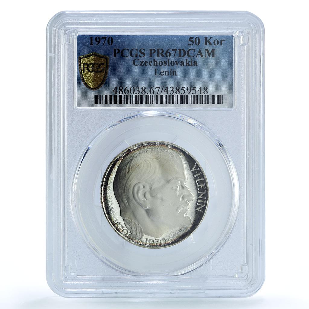 Czechoslovakia 50 korun Revolutionary Vladimir Lenin PR67 PCGS silver coin 1970 Czechoslovakia 50 korun Revolutionary Vladimir Lenin PR67 PCGS silver coin 1970