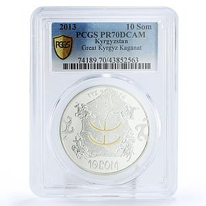 Kyrgyzstan 10 som Great Kyrgyz Kaganate PR70 PCGS silver coin 2013