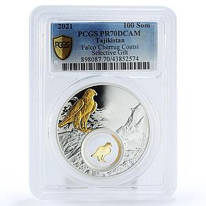 Tajikistan 100 somoni Falco Cherrug Coatsi  PR70 PCGS silver coin 2021