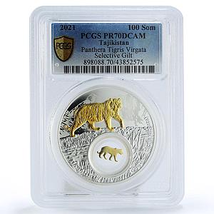 Tajikistan 100 somoni Panthera Tigris Virgata PR70 PCGS silver coin 2021