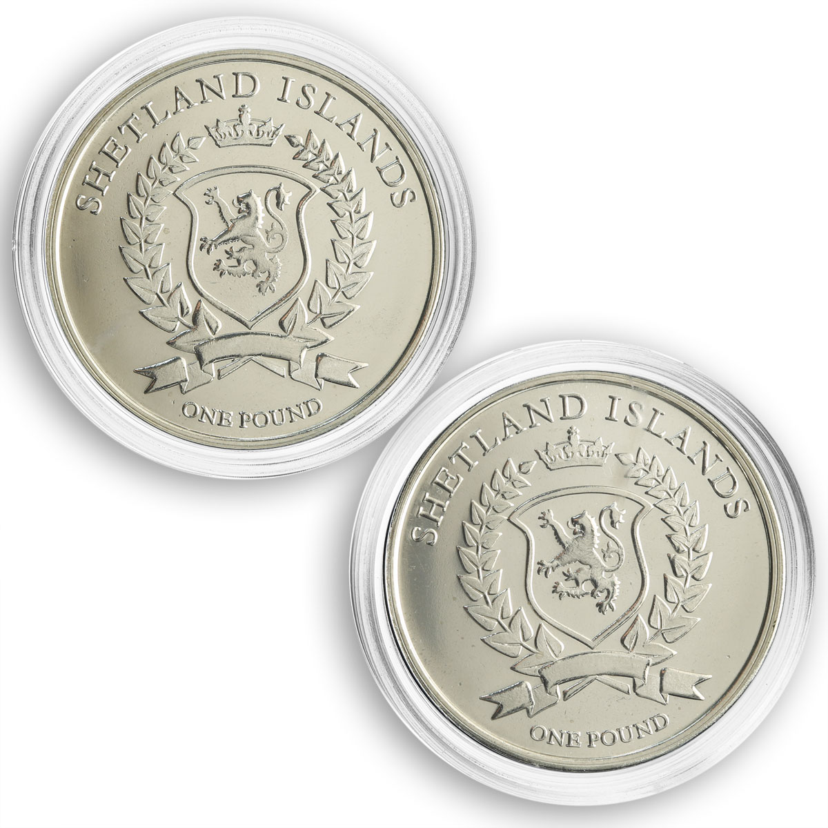 Shetland Islands, 1 pound, Tringa Glareola, bird, fauna, set of 2 coins, 2015