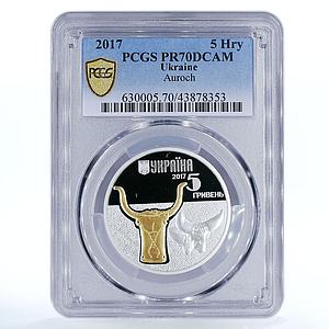 Ukraine 5 hryven Fauna in Cultural Monuments Auroch PR70 PCGS silver coin 2017
