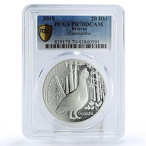 Belarus 20 rubles Nature Reserves Kotra Capercaillie PR70 PCGS silver coin 2018