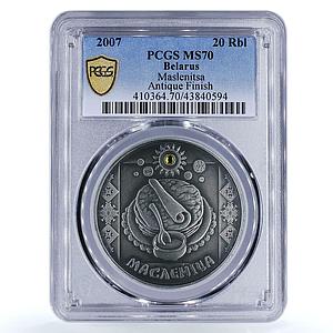 Belarus 20 rubles Maslenitsa Pancakes Clay Pot MS70 PCGS silver coin 2007