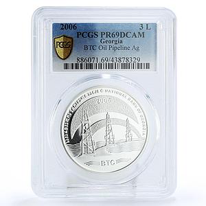 Georgia 3 lari BTC Oil Pipeline PR69 PCGS silver coin 2006