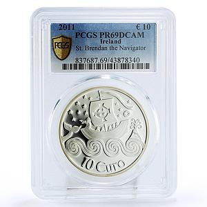Ireland 10 euro St Brendan the Navigator Ship Boat PR69 PCGS silver coin 2011