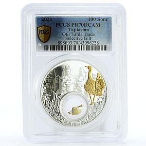 Tajikistan 100 somoni Otis Tarda Tarda Selective PR70 PCGS silver coin 2021