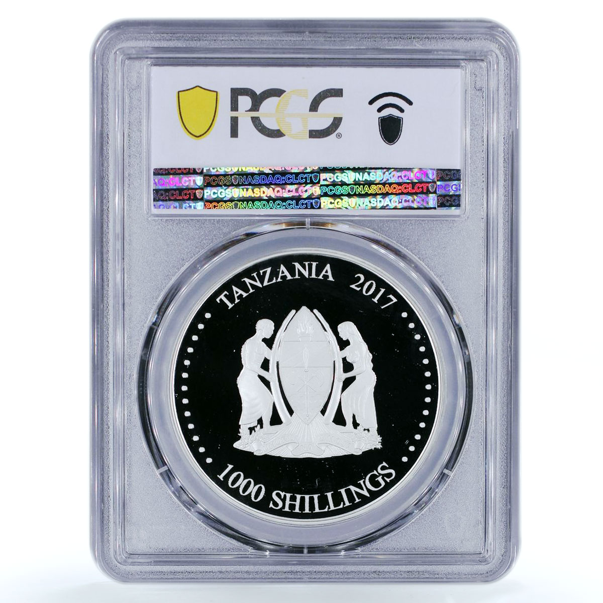 Tanzania 1000 shillings Origin of Calendars PR69 PCGS colored silver coin 2017