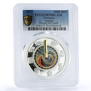 Tanzania 1000 shillings Evolution of Time series Sundial PR70 PCGS silver 2015