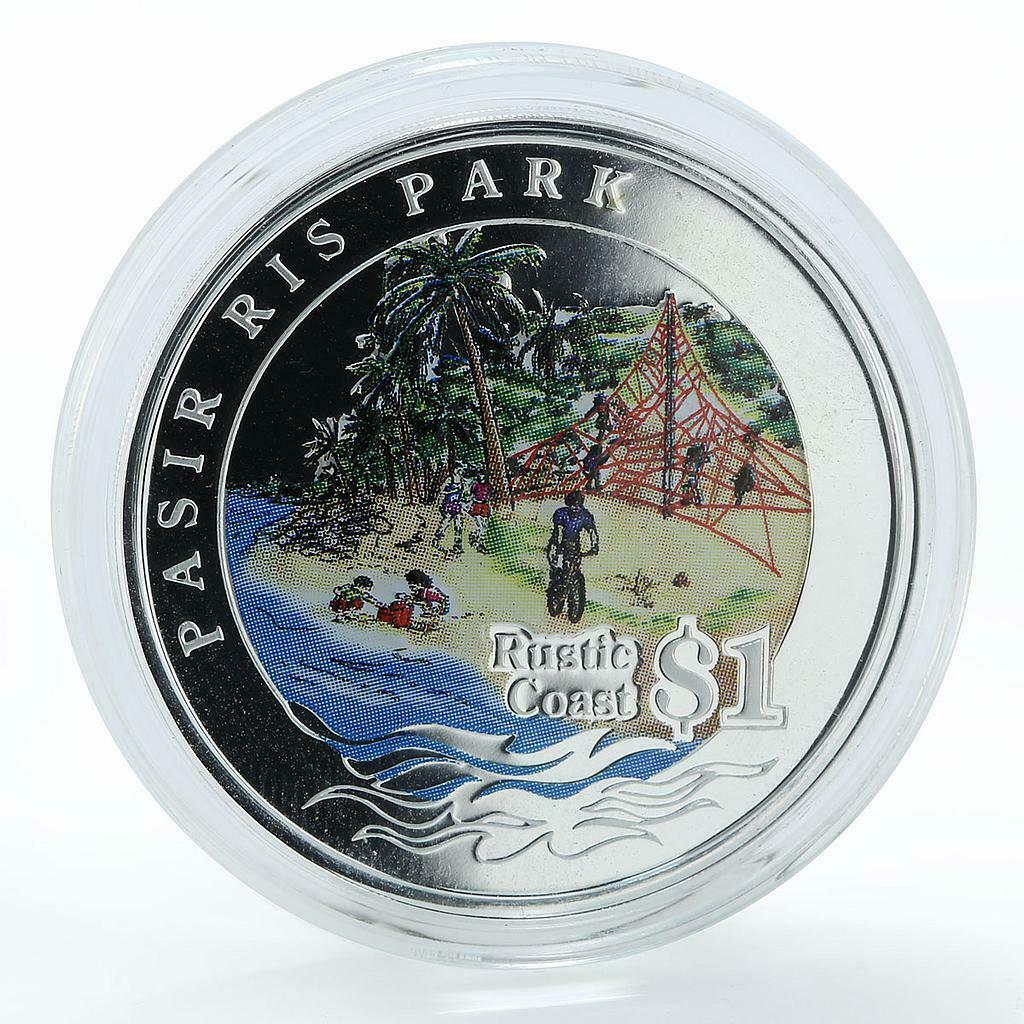 Singapore 1 dollar Rustic Coast Pasir Ris Park proof silver coin 2007