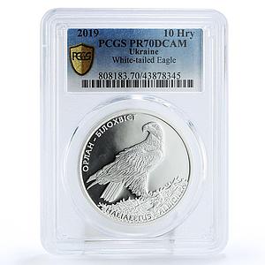 Ukraine 10 hryven White-tailed Eagle Bird Fauna PR70 PCGS silver coin 2019