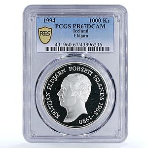 Iceland 1000 kronur Kristjan Eldjarn 3rd President PR67 PCGS silver coin 1994