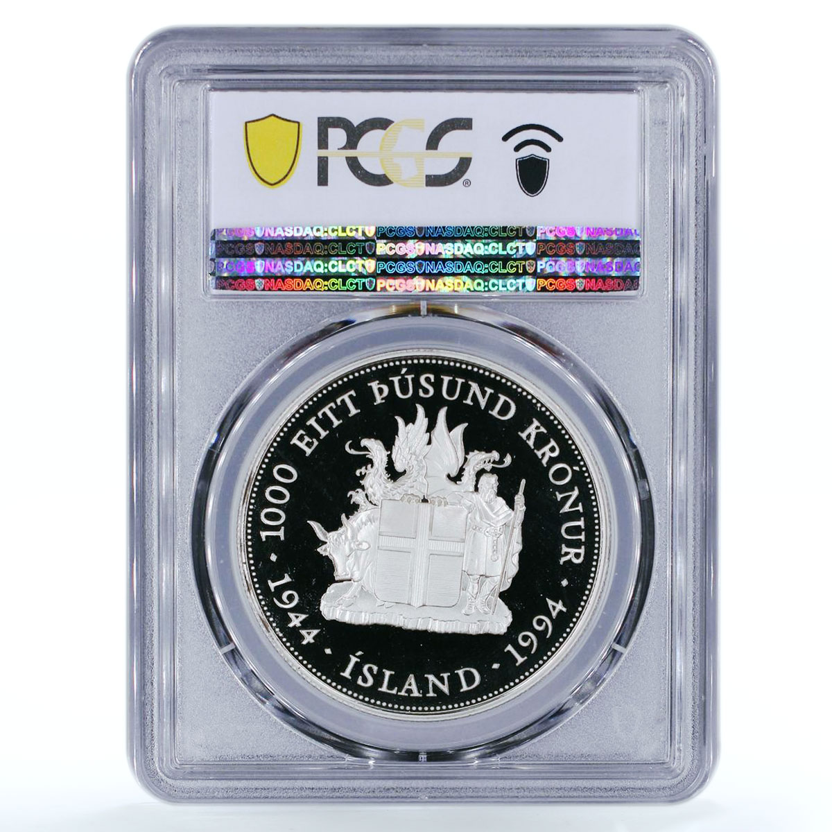 Iceland 1000 kronur Kristjan Eldjarn 3rd President PR67 PCGS silver coin 1994