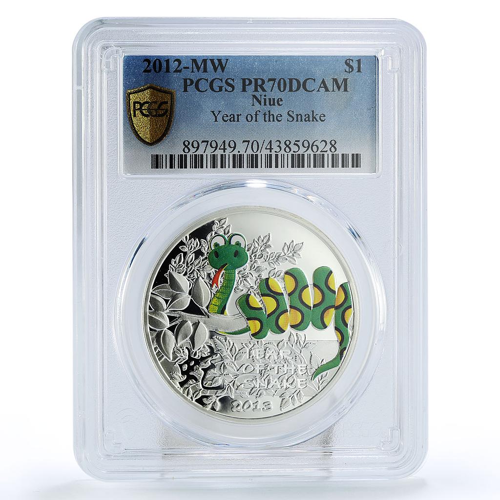 Niue 1 dollar Chinese Lunar Year Year of Snake PR70 PCGS silver  coin 2012