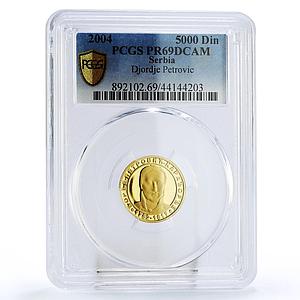 Serbia 5000 dinara 200 Years First Uprising Djordje Petrovic PR69 PCGS gold 2004