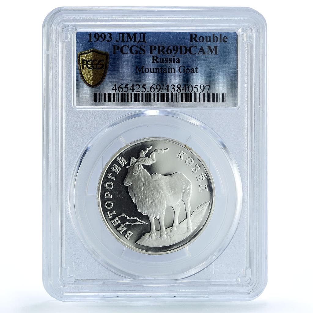 Russia 1 ruble Red Book Markhor Mountain Goat PR69 PCGS silver coin 1993 Russia 1 ruble Red Book Markhor Mountain Goat PR69 PCGS silver coin 1993