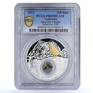 Tajikistan 100 somoni Alectoris Chukar Selective PR69 PCGS silver coin 2021