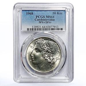 Czechoslovakia 50 korun 50th Jubilee of Independence MS64 PCGS silver coin 1968