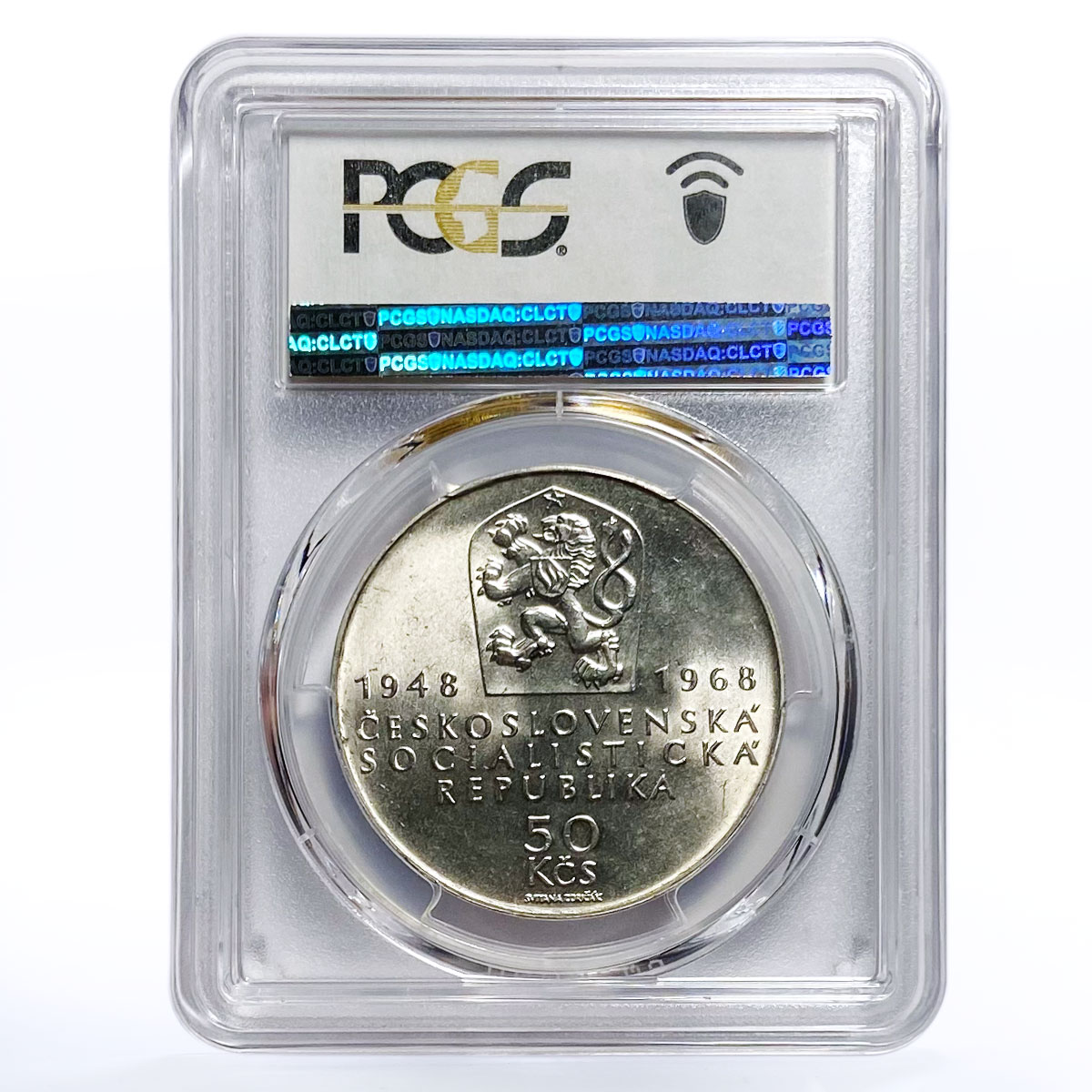 Czechoslovakia 50 korun 50th Jubilee of Independence MS64 PCGS silver coin 1968