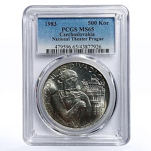 Czechoslovakia 500 korun National Theater in Prague MS65 PCGS silver coin 1983