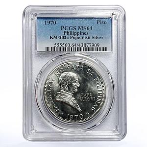 Philippines 1 piso Pope Paul VI Visit MS64 PCGS silver coin 1970