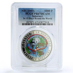 Saharawi 1000 pesetas Piccard Jones In 19 Days Round the World PR67 PCGS 1997
