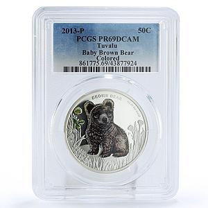 Tuvalu 50 cents Forest Babies Serie Wildlife Brown Bear PR69 PCGS silver 2013