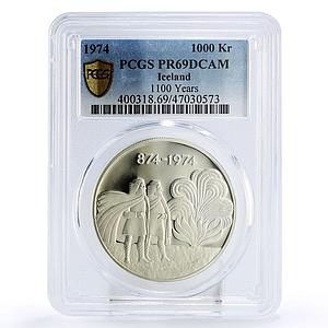 Iceland 1000 kronur 1100 Anniversary First Settlement PR69 PCGS silver coin 1974
