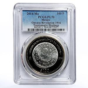 Mexico 100 pesos Oaxaca Revolution 1916  Heritage PL70 PCGS bimetal 2014