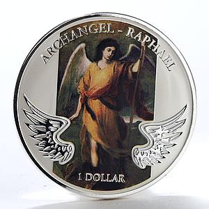 Solomon Islands 1 dollar Archangel Raphael color brass nickel coin 2011