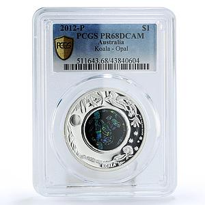 Australia 1 dollar Australian Opal series The Koala PR68 PCGS silver coin 2012