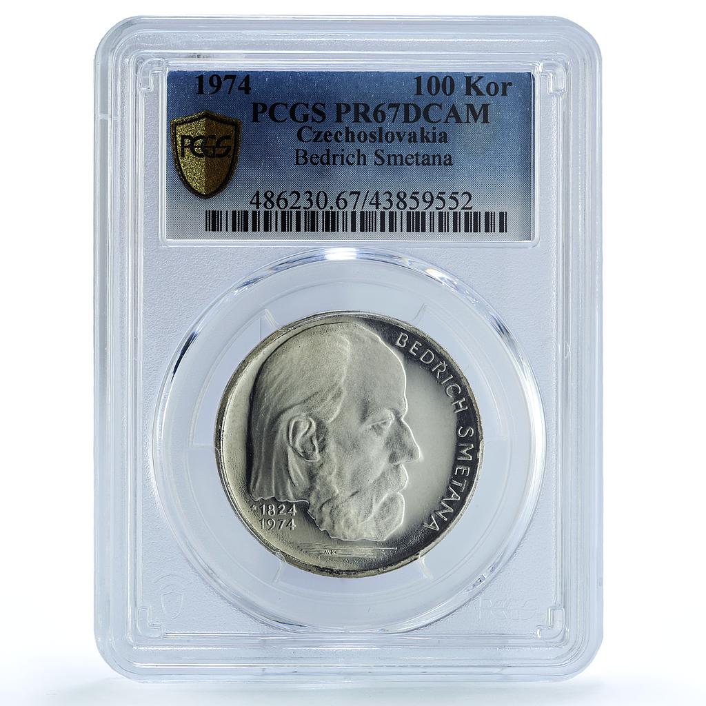 Czechoslovakia 100 korun Composer Bedrich Smetana PR67 PCGS silver coin 1974