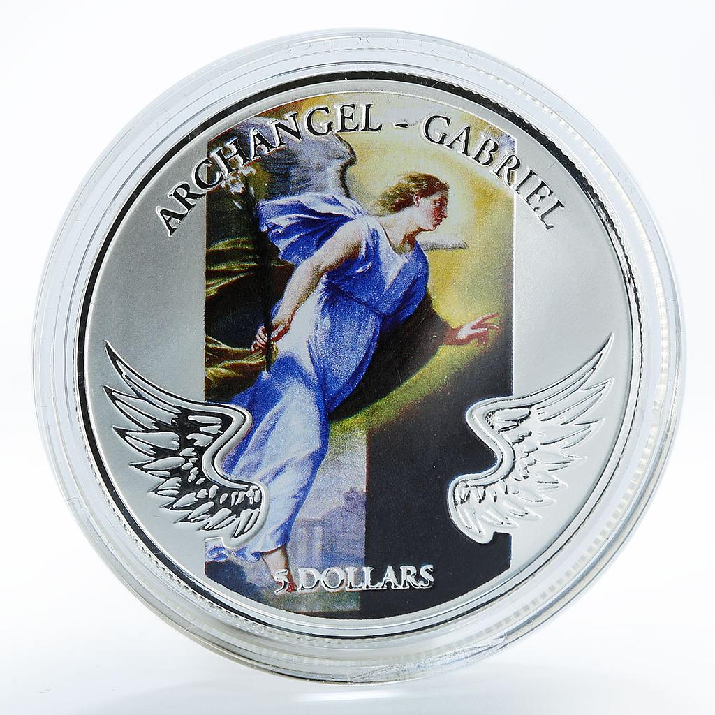 Solomon Islands 5 dollars Archangel Gabriel colored proof silver coin 2011