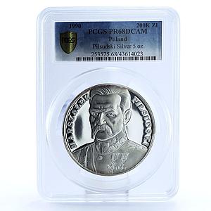 Poland 200000 zlotych Marshal Jozef Klemens Pilsudski PR68 PCGS silver coin 1990